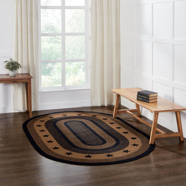 Farmhouse Jute Braided Rug Oval Stencil Stars with Rug Pad 3'x5' VHC Brands - The Fox Decor